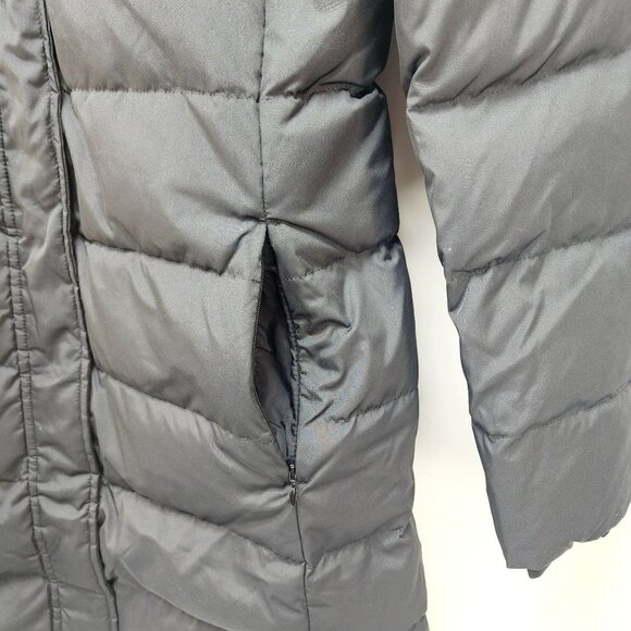 Womens Lands Black Down Puffer Coat  Faux Fur Hood Size S Warm Winter Outerwear - Picture 14 of 16